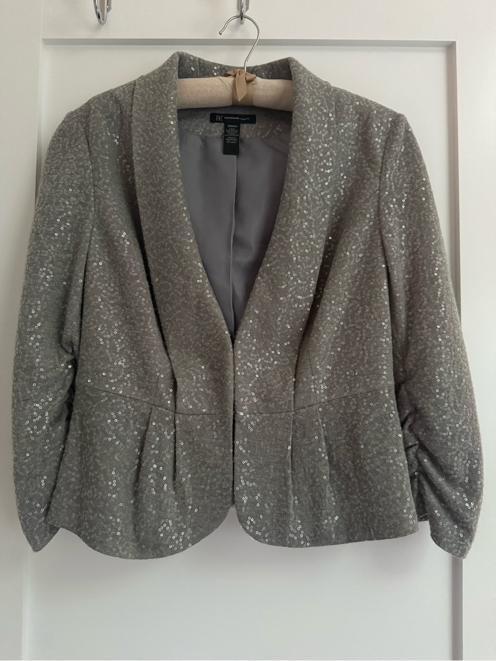 INC International Concepts Silver Gray Sequin Blazer. M